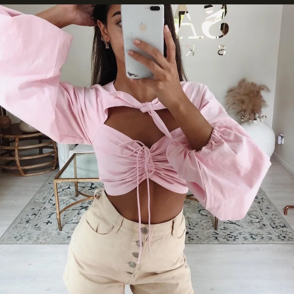 Sabo Skirt Pink Ruched Crop Top